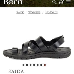 Born Saida Black Leather Sandals Size 10